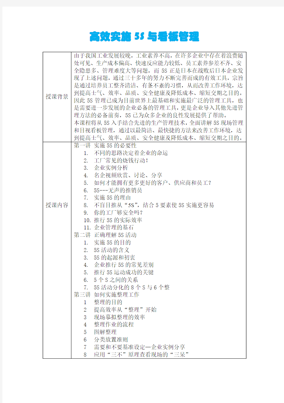 高效实施5S与看板管理