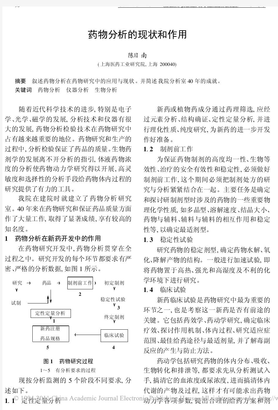 药物分析的现状和作用