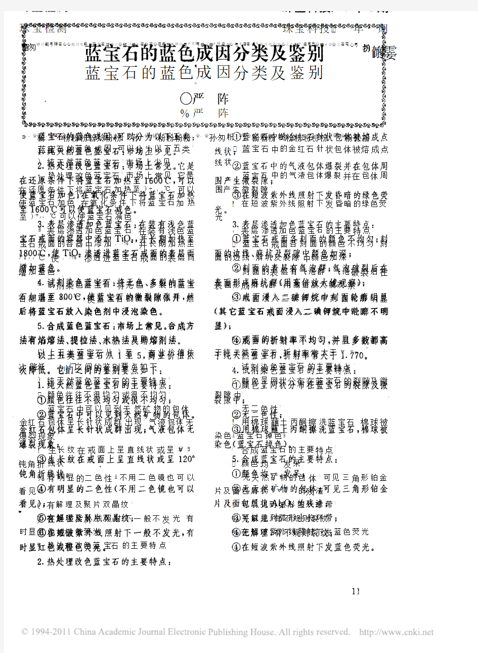 蓝宝石的蓝色成因分类及鉴别