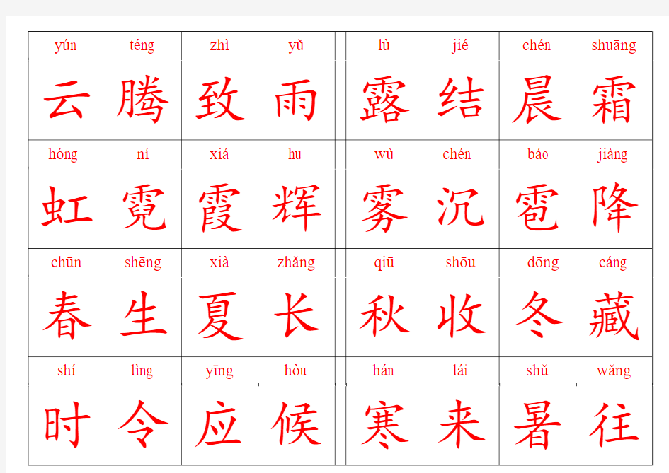 中华字经识字卡1大字版