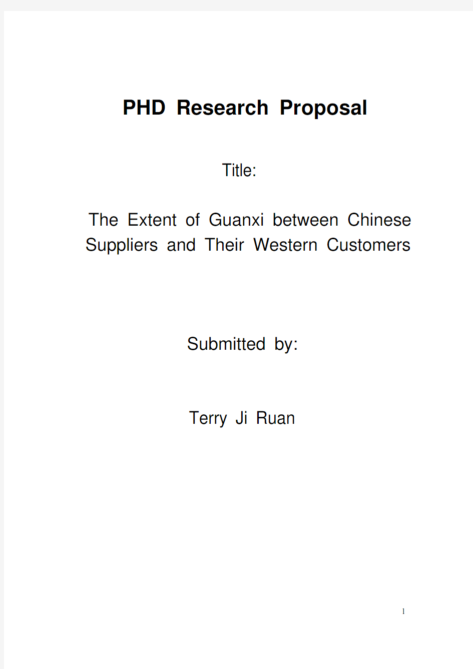 申请成功了的博士方案(PHD proposal)