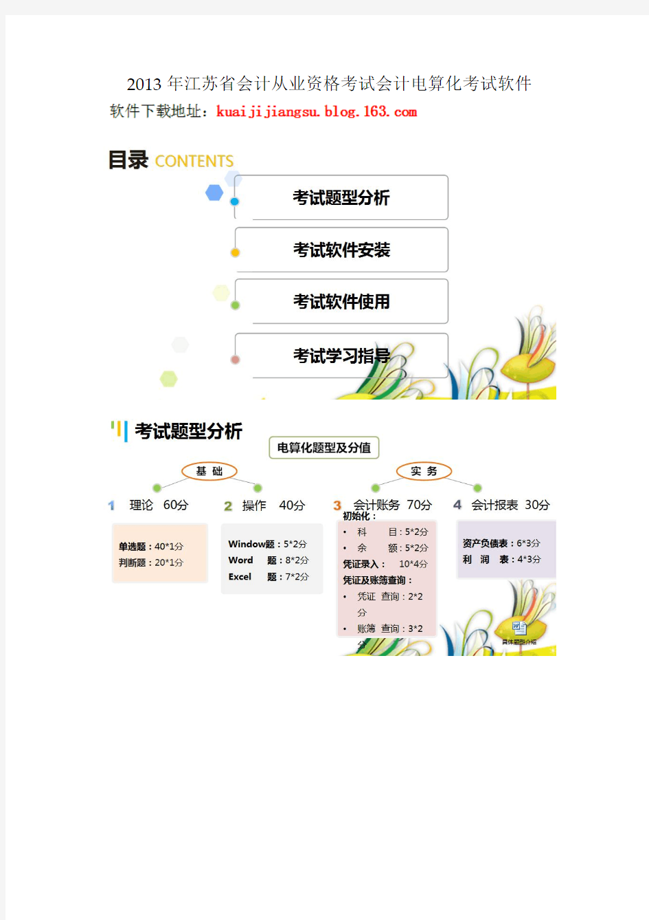 2013年江苏省会计从业资格考试会计电算化考试软件