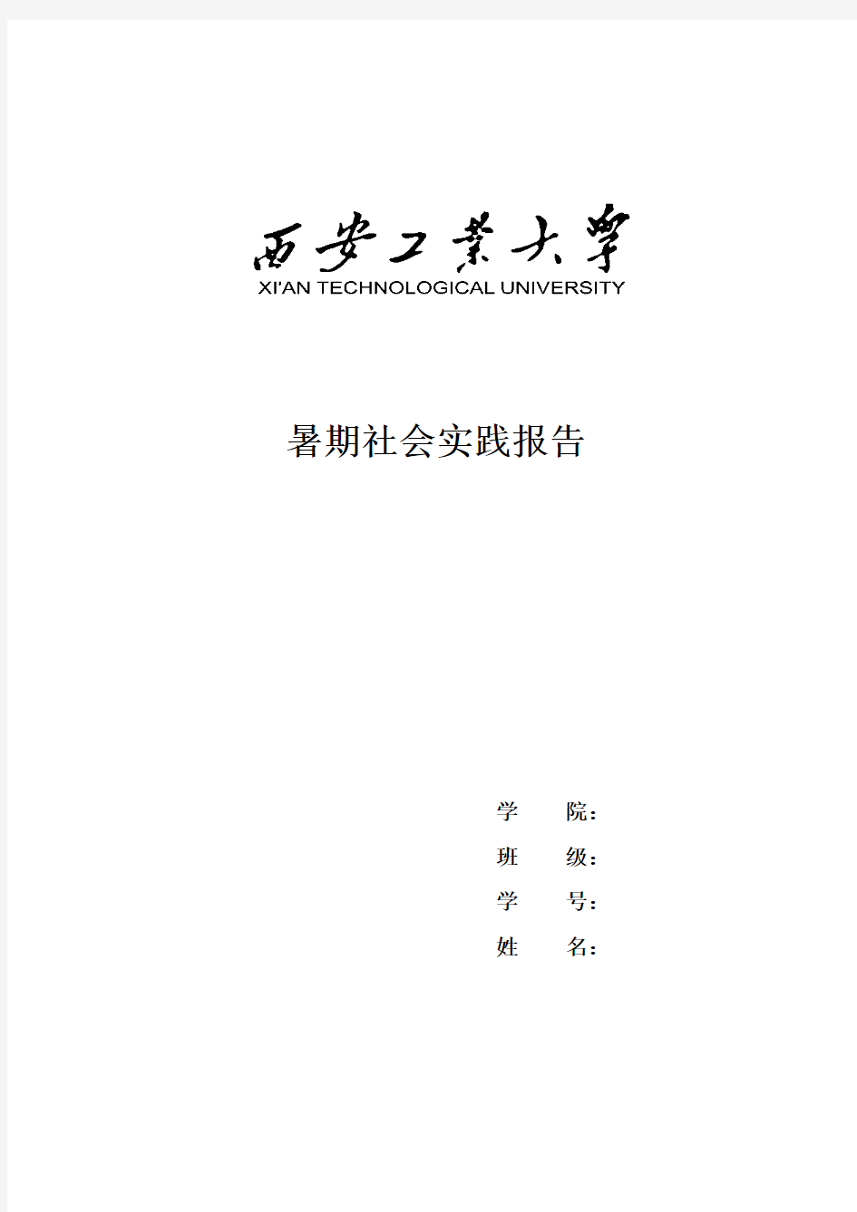 暑期社会实践报告(个人)格式模板