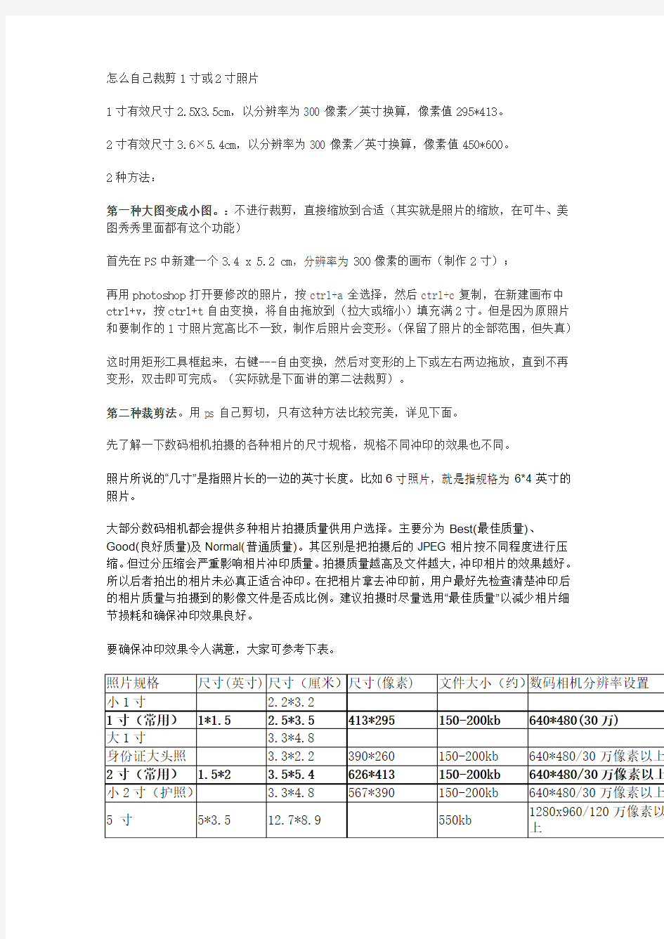 怎么自己裁剪1寸或2寸照片