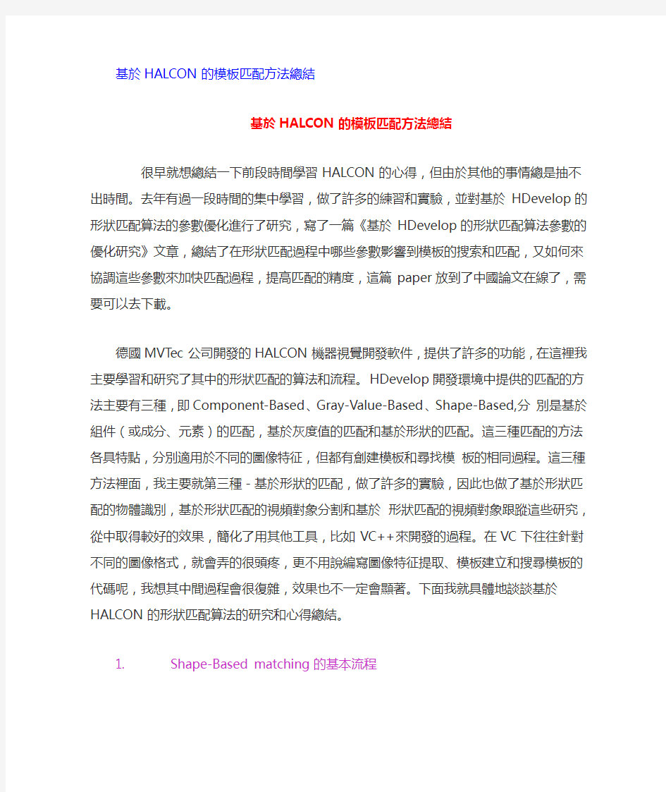 基於HALCON的模板匹配方法总结