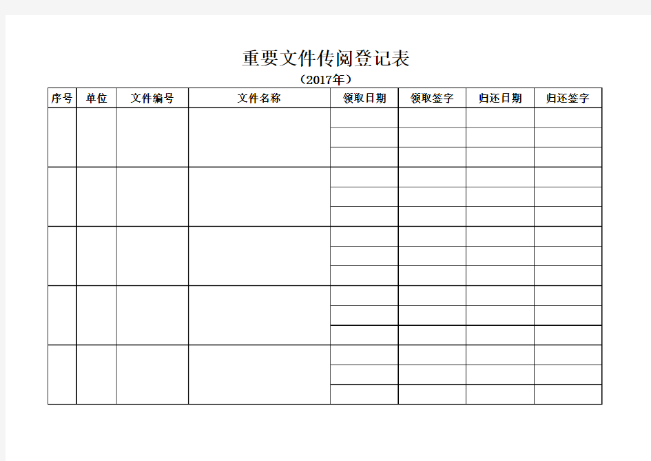 重要文件传阅表(2017)