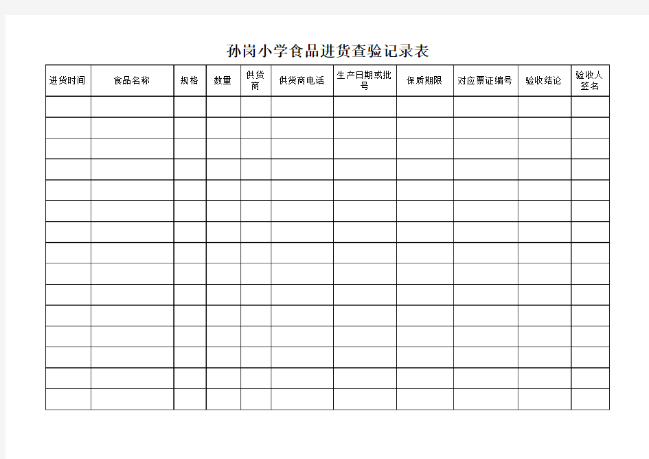 食品进货查验记录表