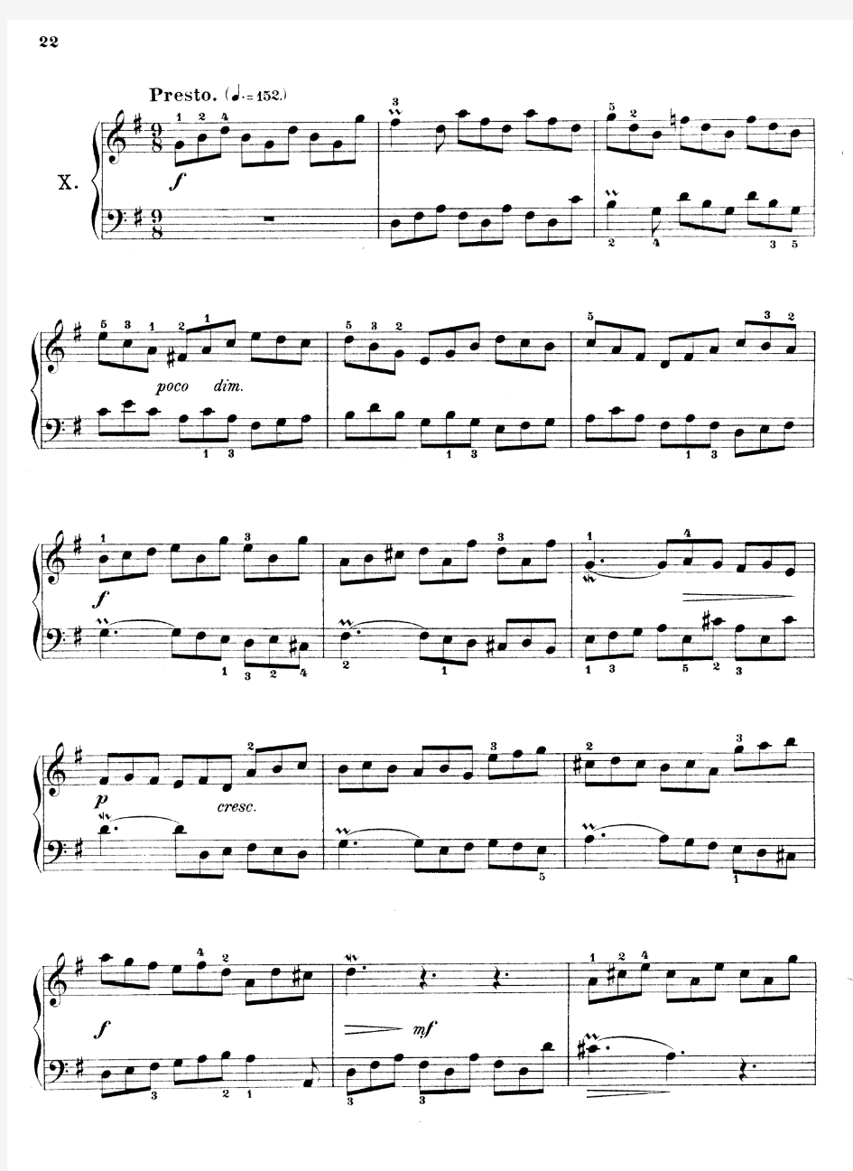 巴赫 二声部创意曲 BWV 772-786 第10首 带指法标记