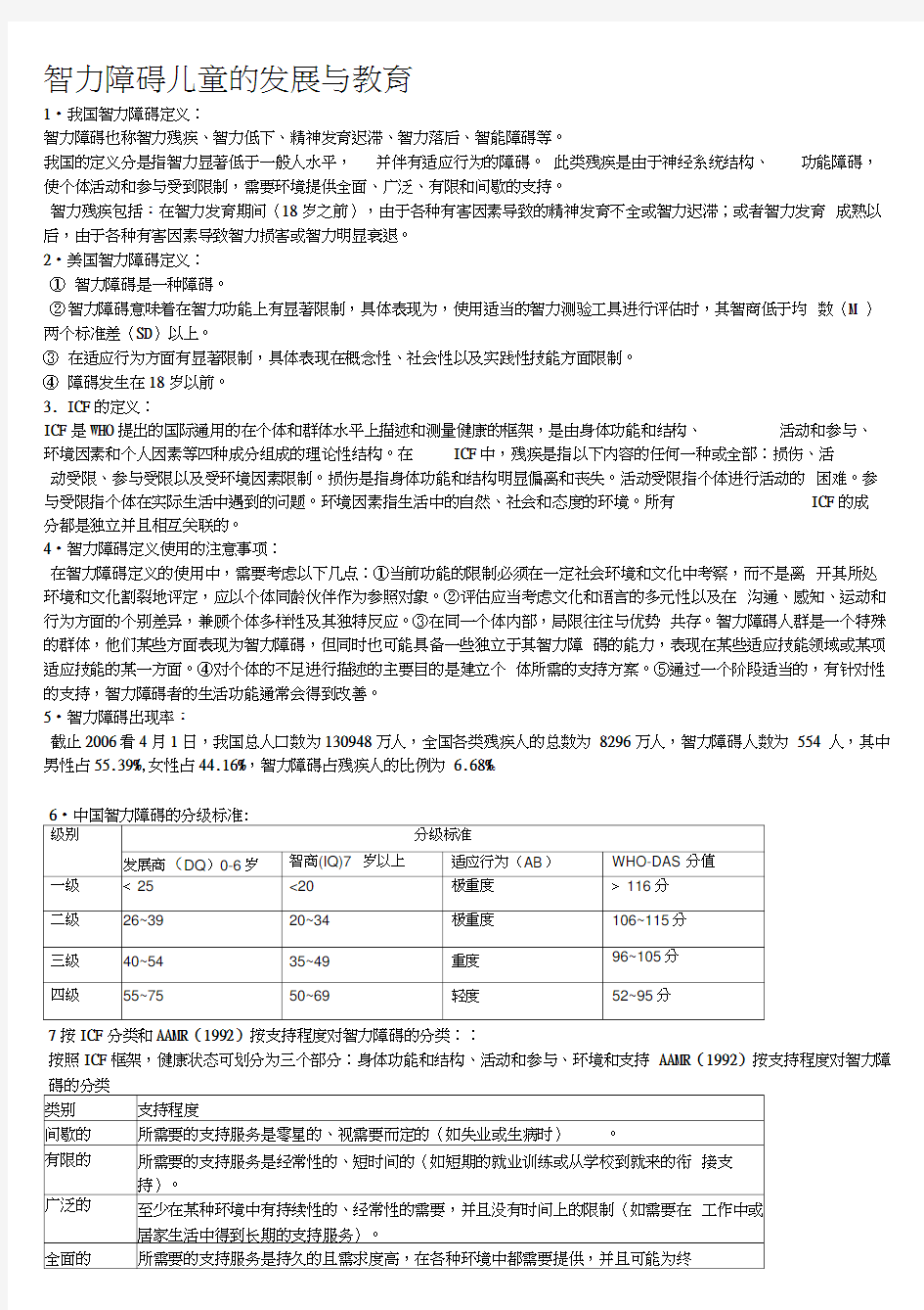 智力障碍儿童的发展与教育