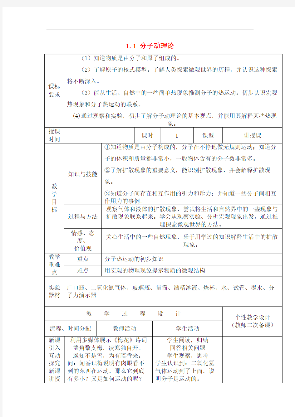 教案分子动理论