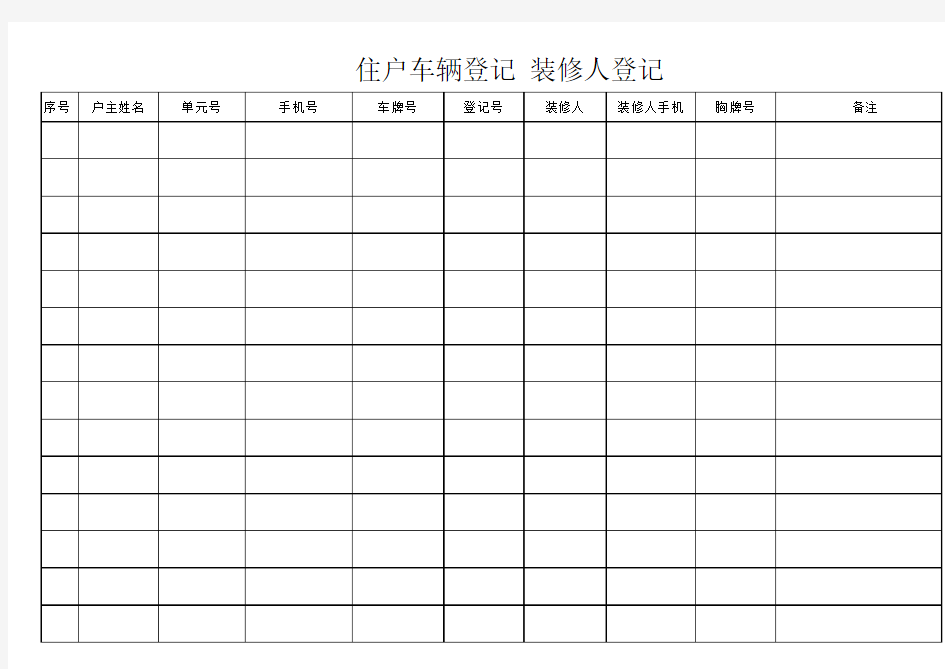 小区业主车辆登记