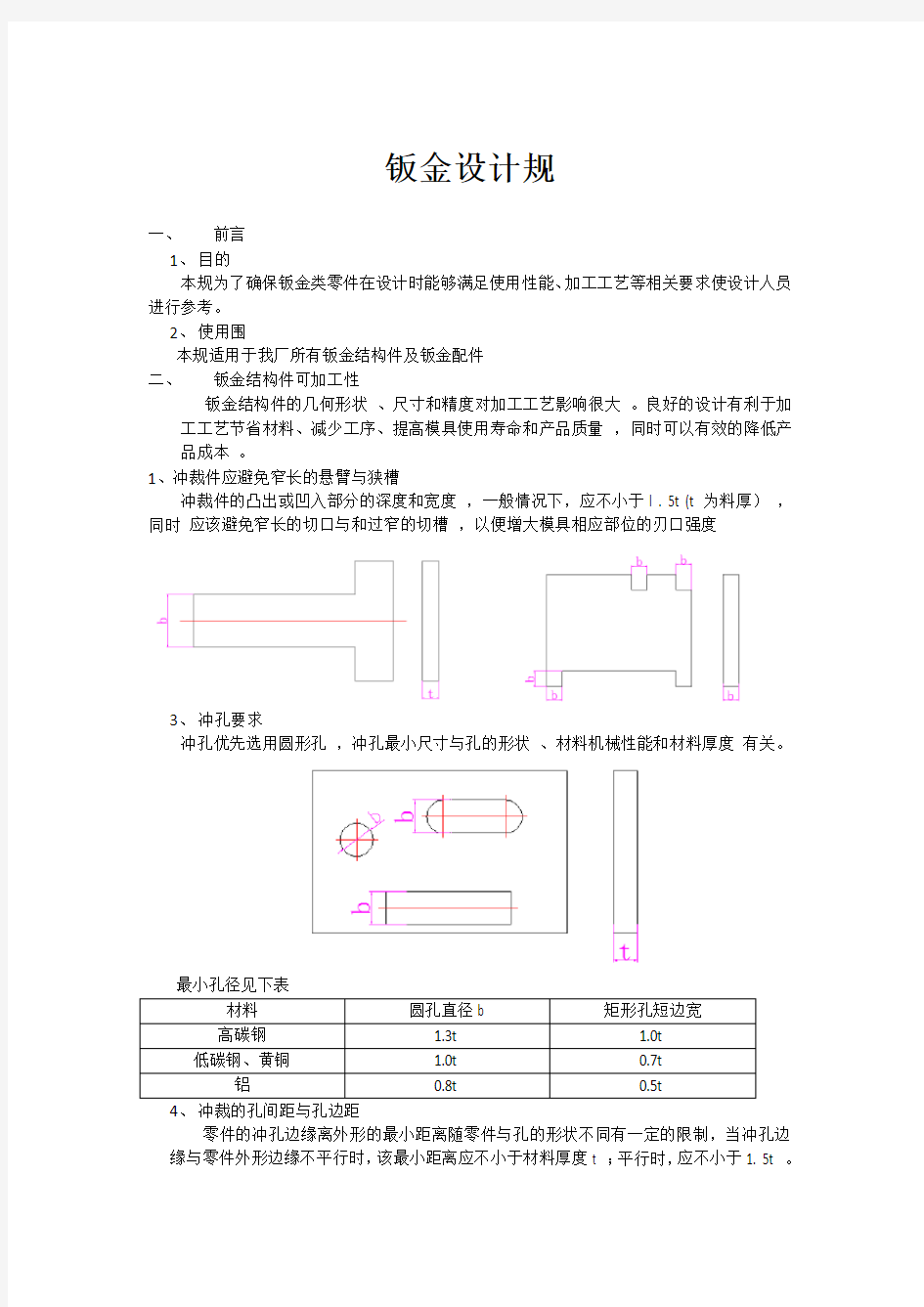 钣金设计要求