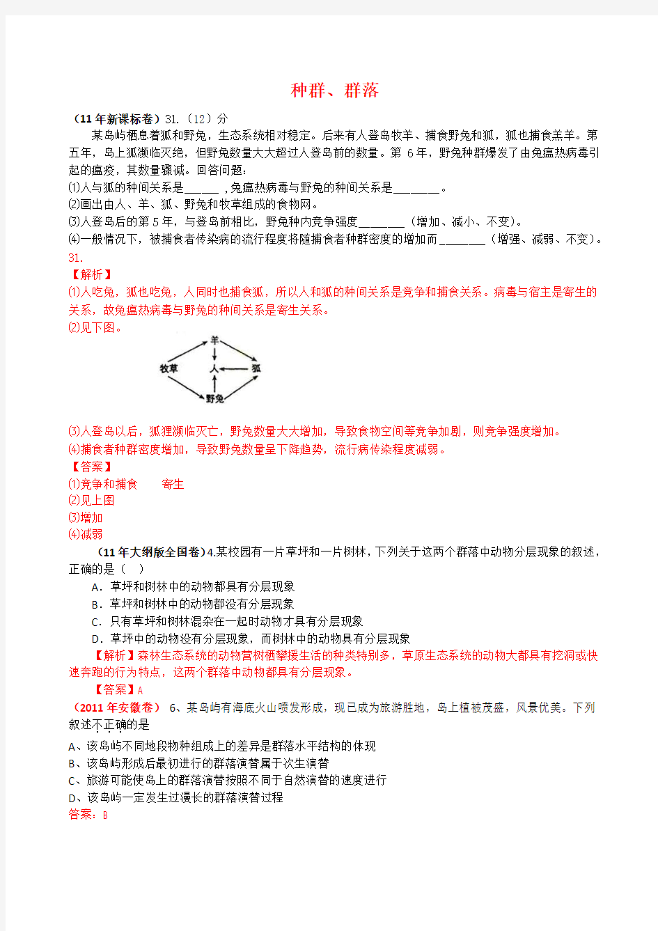 高考生物试题分类汇编-(20)