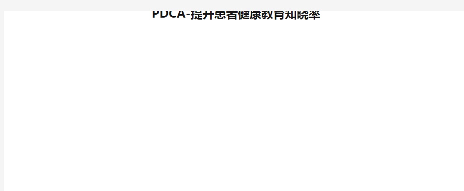 PDCA-提升患者健康教育知晓率