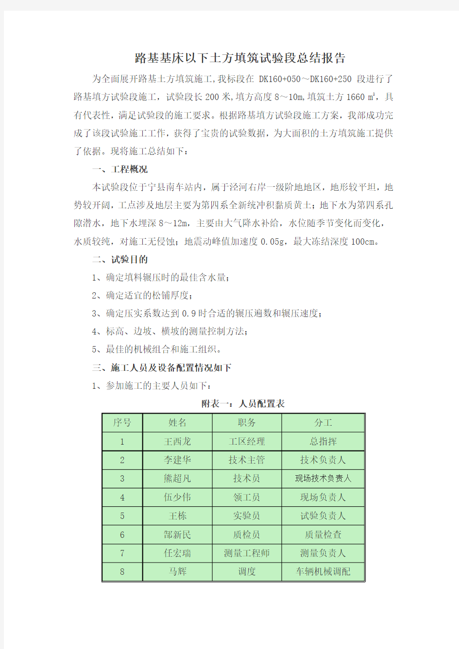 路基填土方试验段总结报告