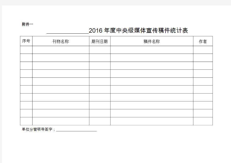 2016各级媒体宣传稿件统计表