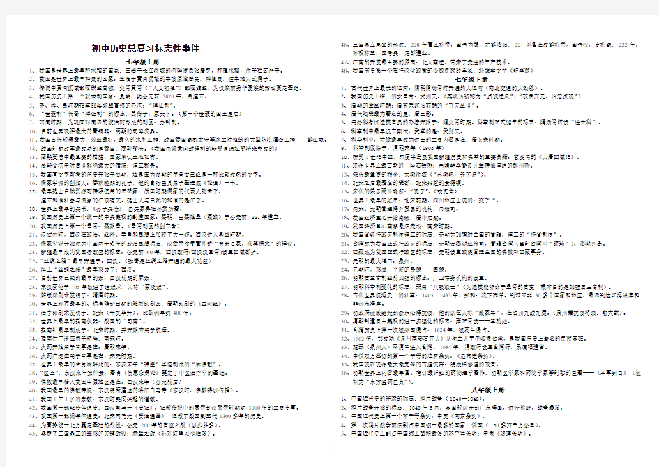 初中历史标志性事件汇总(初中全部)