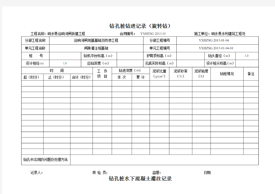 灌注桩打桩记录表