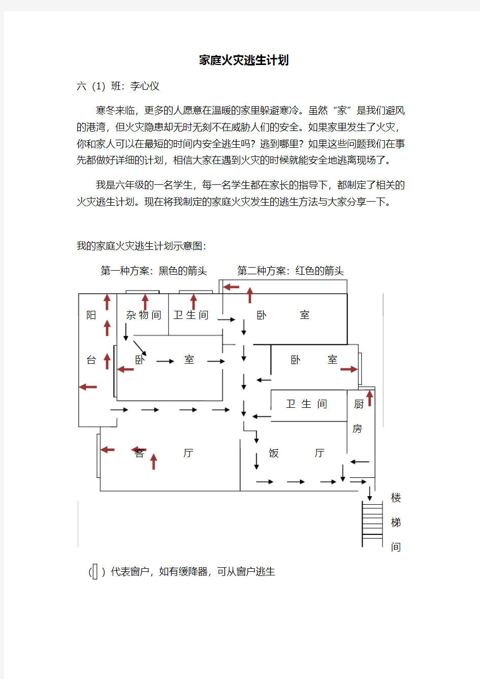 家庭火灾逃生计划