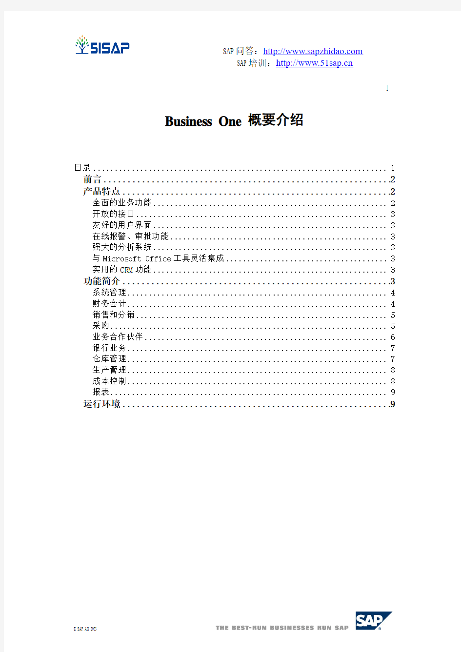 SAP Business One 概要介绍