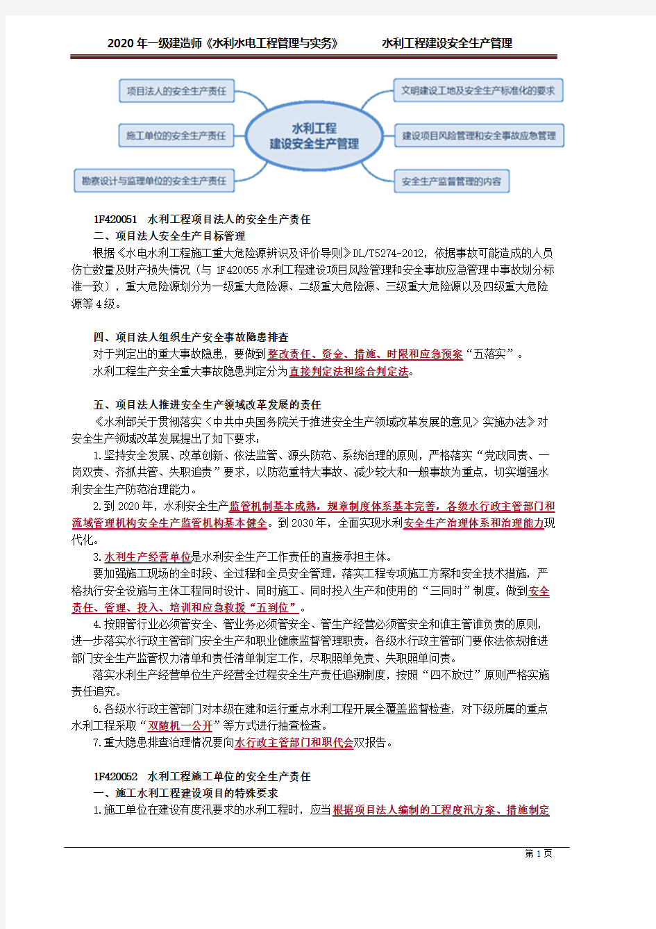 一建【水利】建工精讲讲义：水利工程建设安全生产管理2051