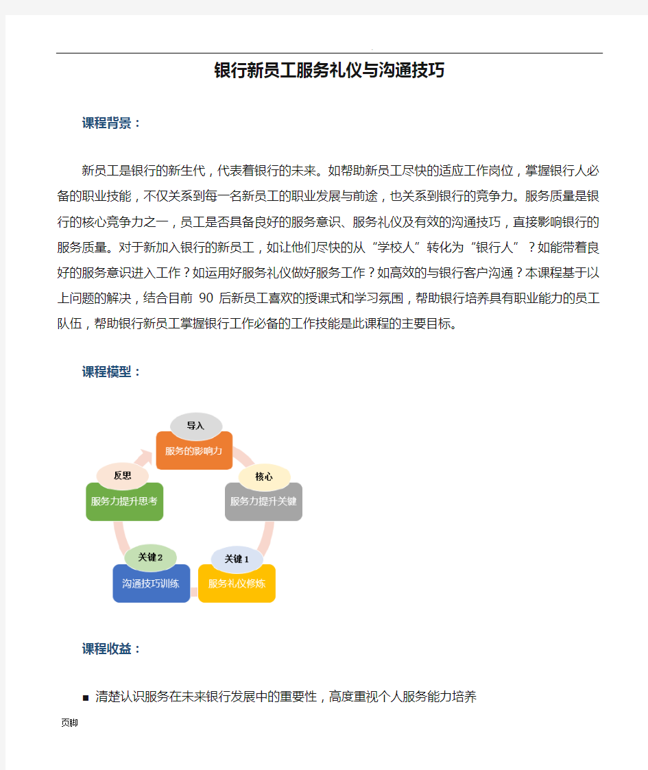 银行新员工服务礼仪与沟通技巧