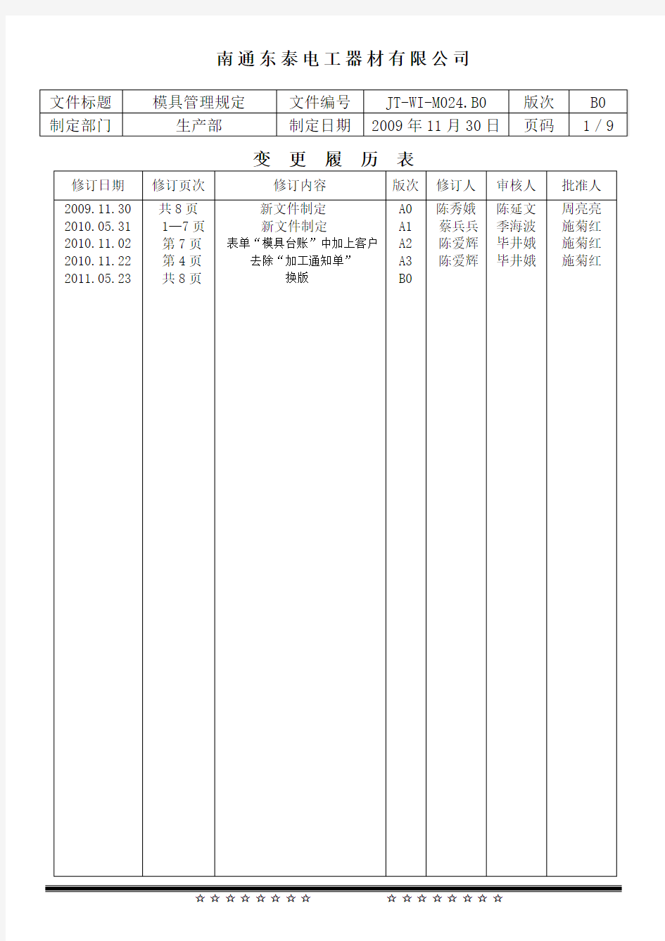 模具管理规定