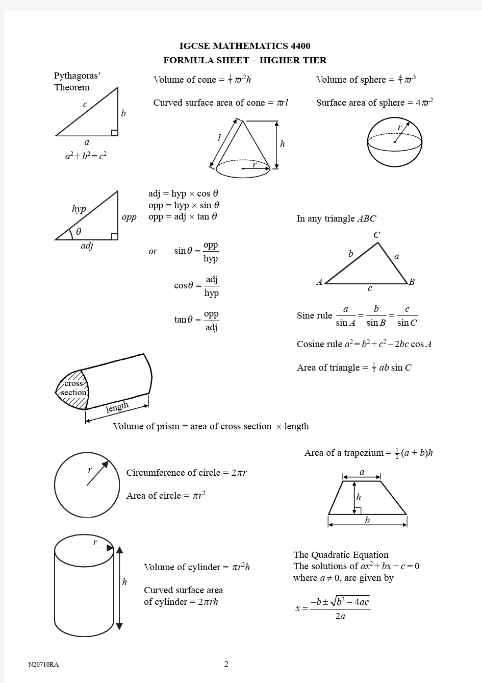 IGCSE Maths past paper数学考试题
