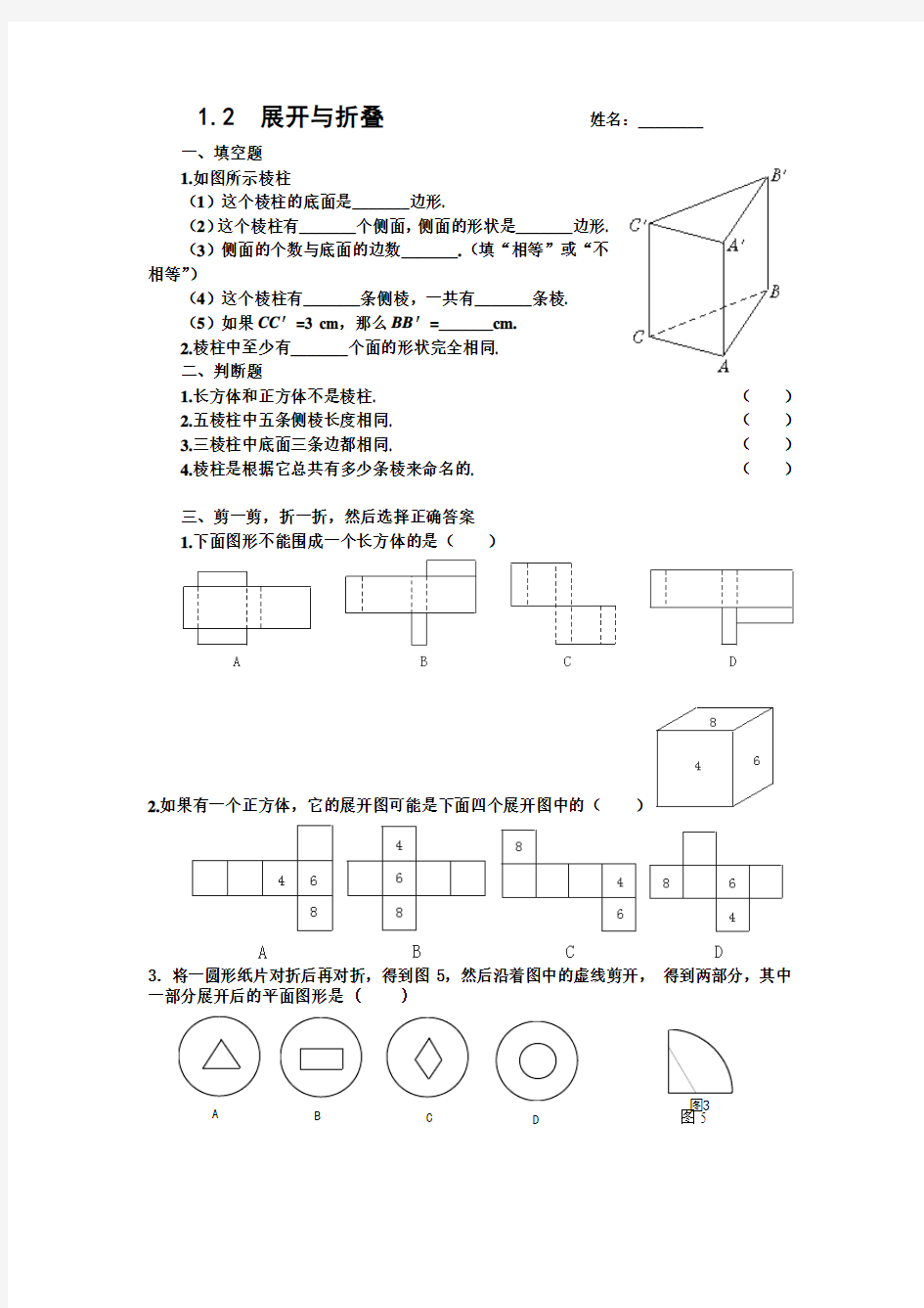 展开与折叠练习题 (1)