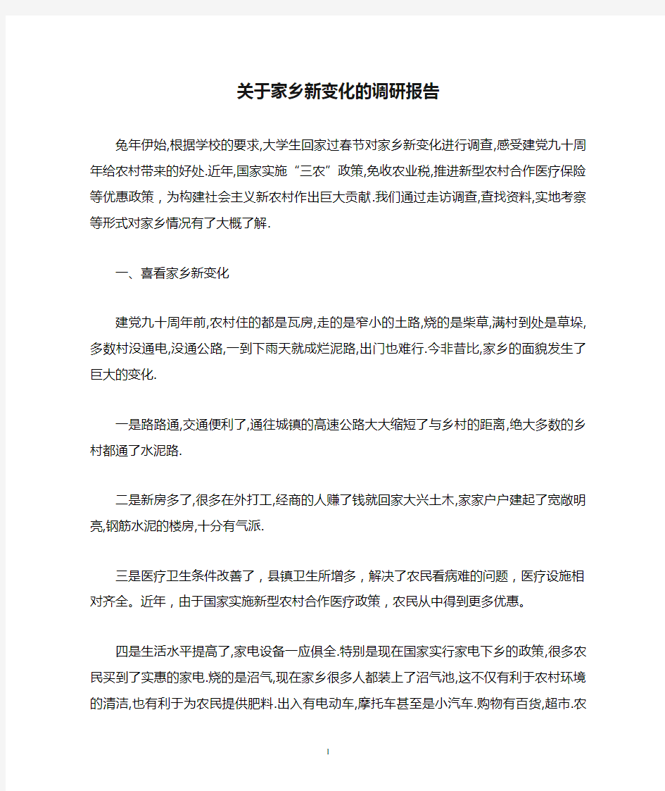 关于家乡新变化的调研报告