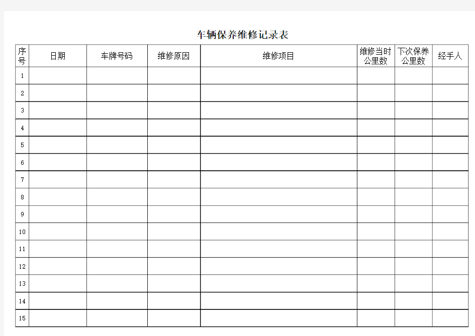 车辆维修保养记录表