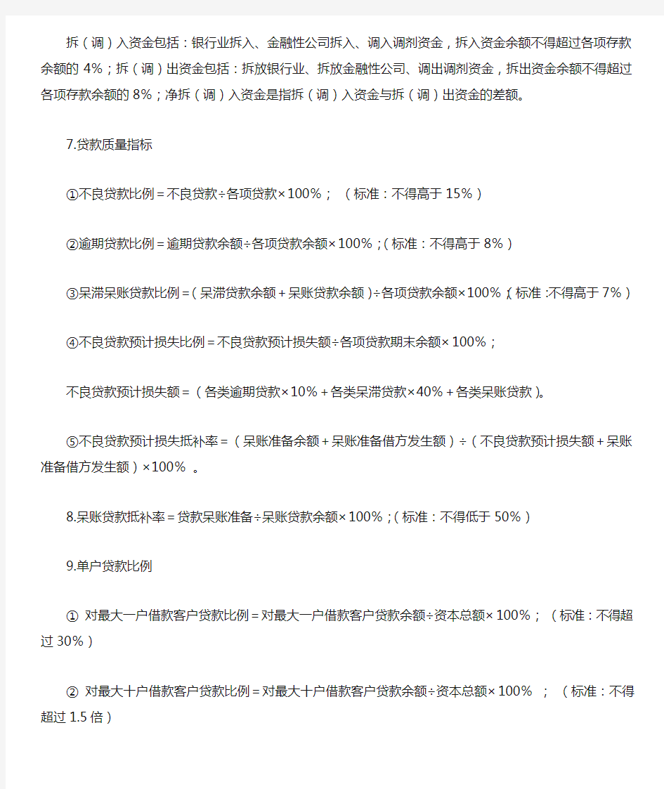 2015中国商业银行各类必知计算公式
