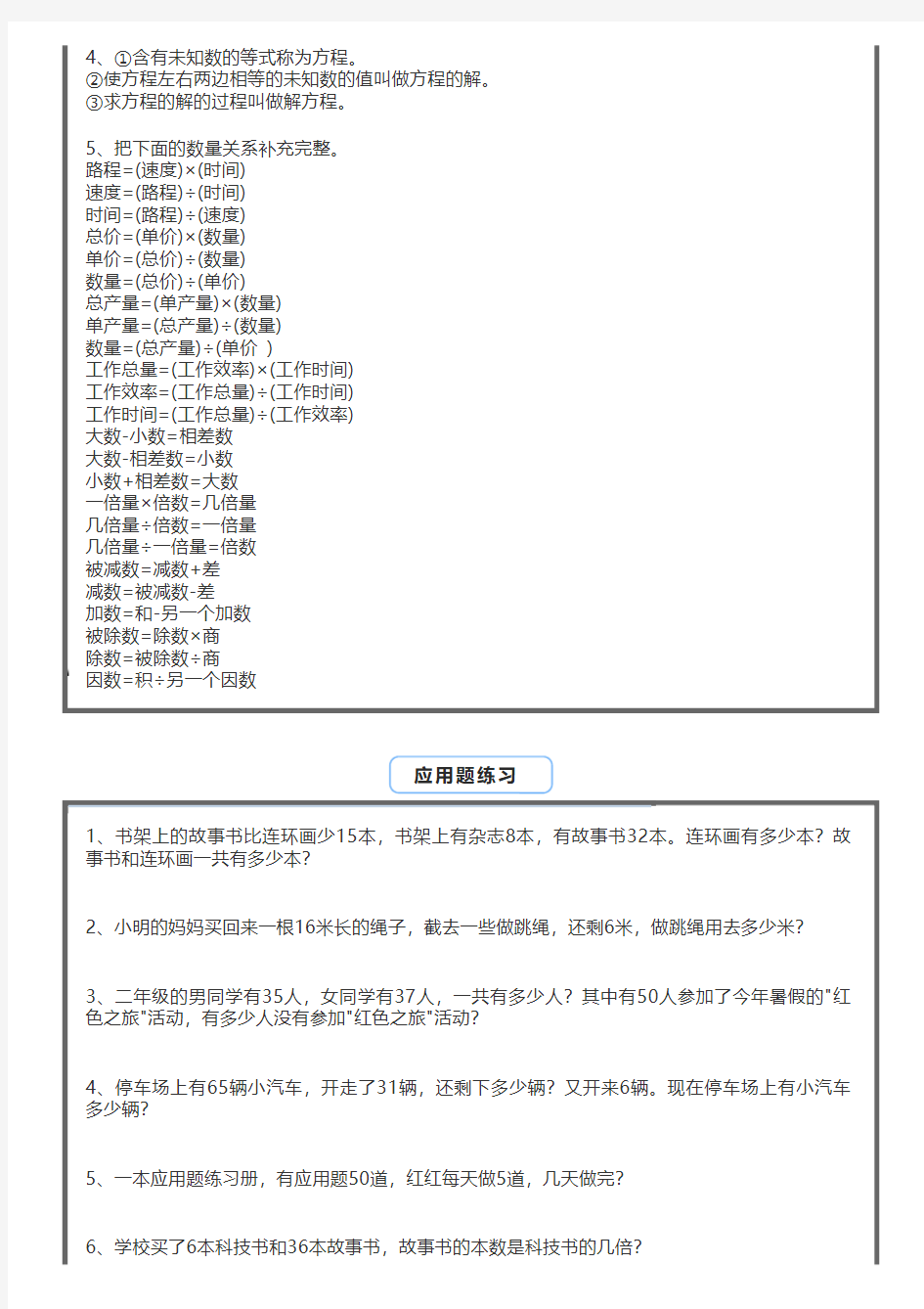 小学数学常见应用题公式汇总,附练习及答案!