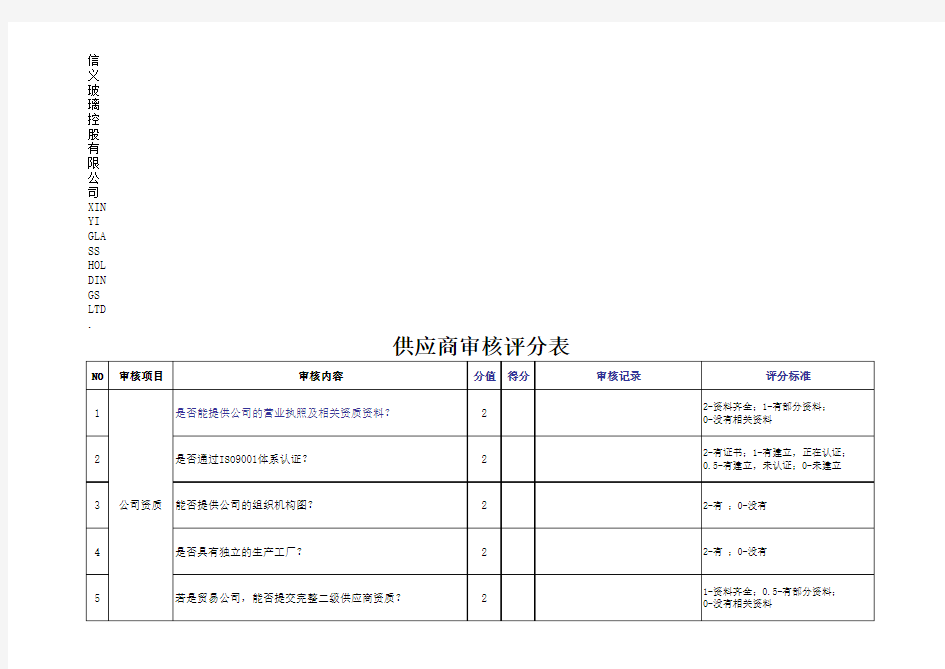 供应商审核评价表