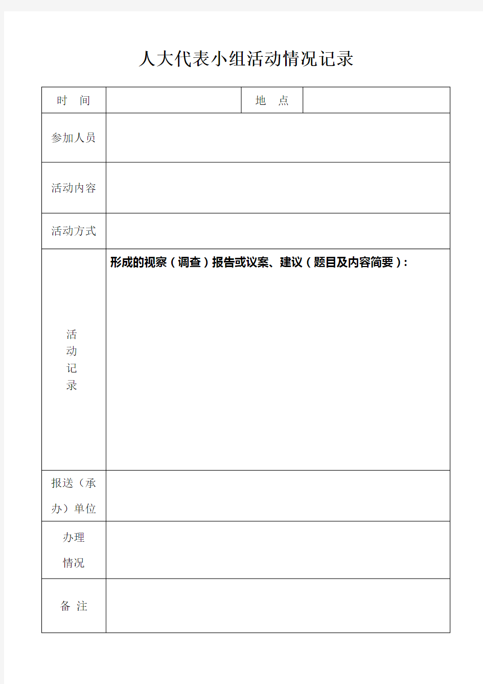 人大代表活动情况记录