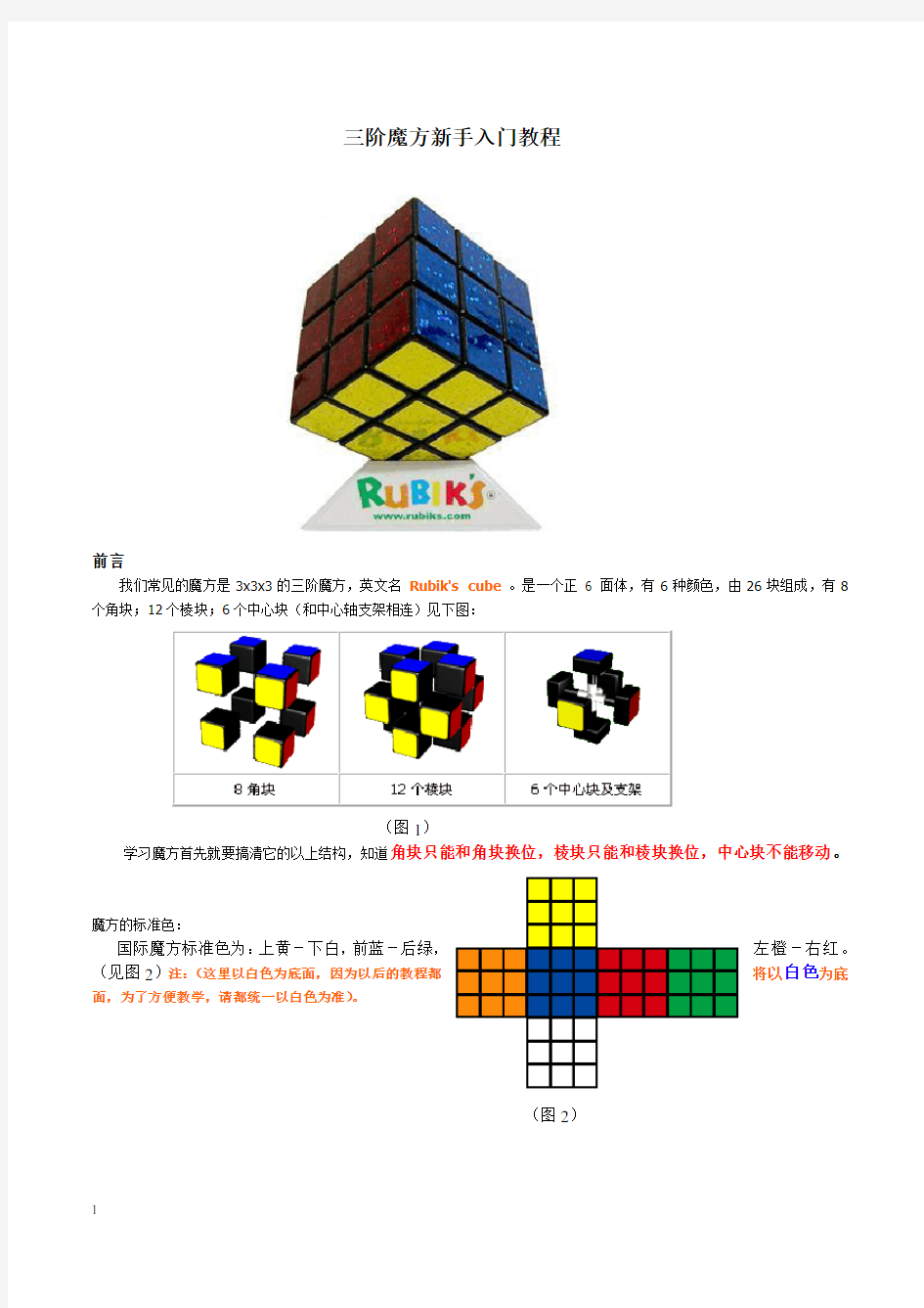 三阶魔方入门图解教程