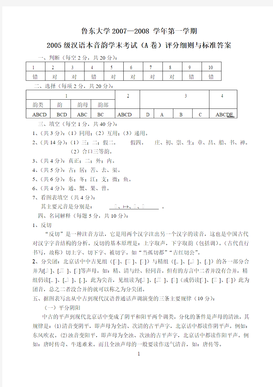 音韵学试题答案A、B