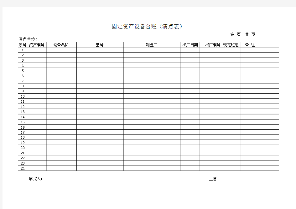 固定资产设备台账(清点表)