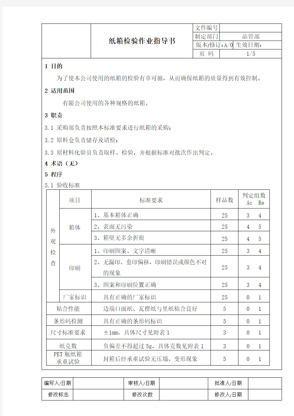 纸箱检验作业指导书