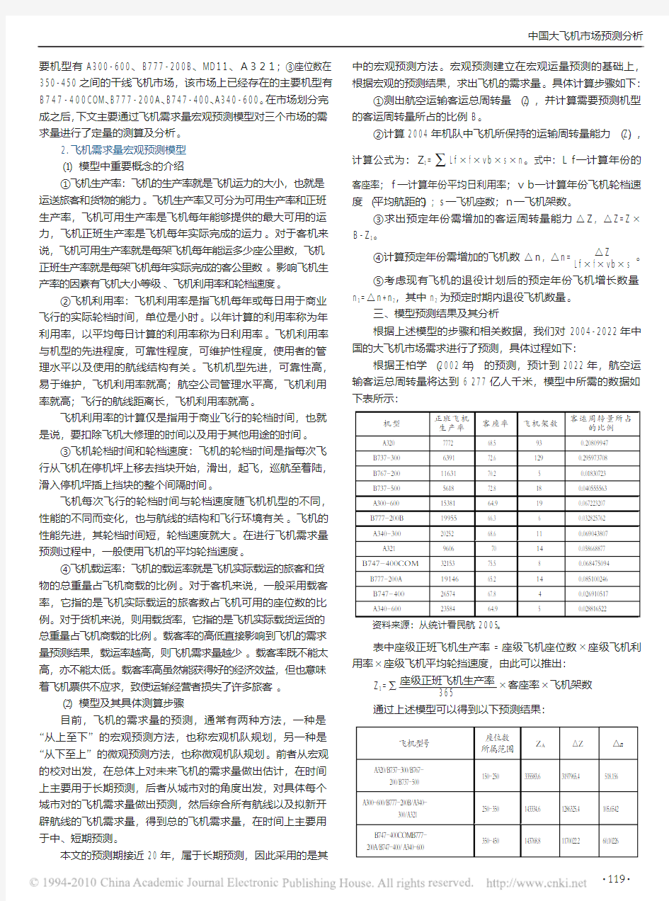 中国大飞机市场预测分析