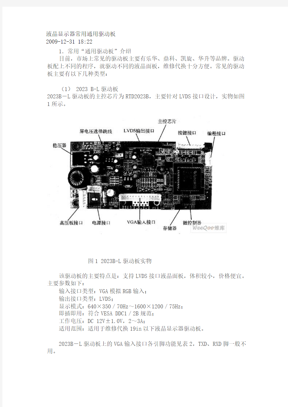 液晶显示器常用通用驱动板