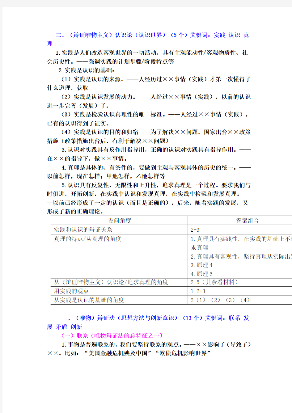 2016高三政治哲学答题技巧