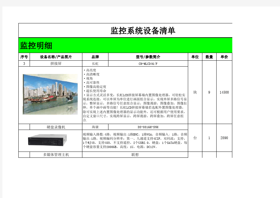 安防大型项目报价清单