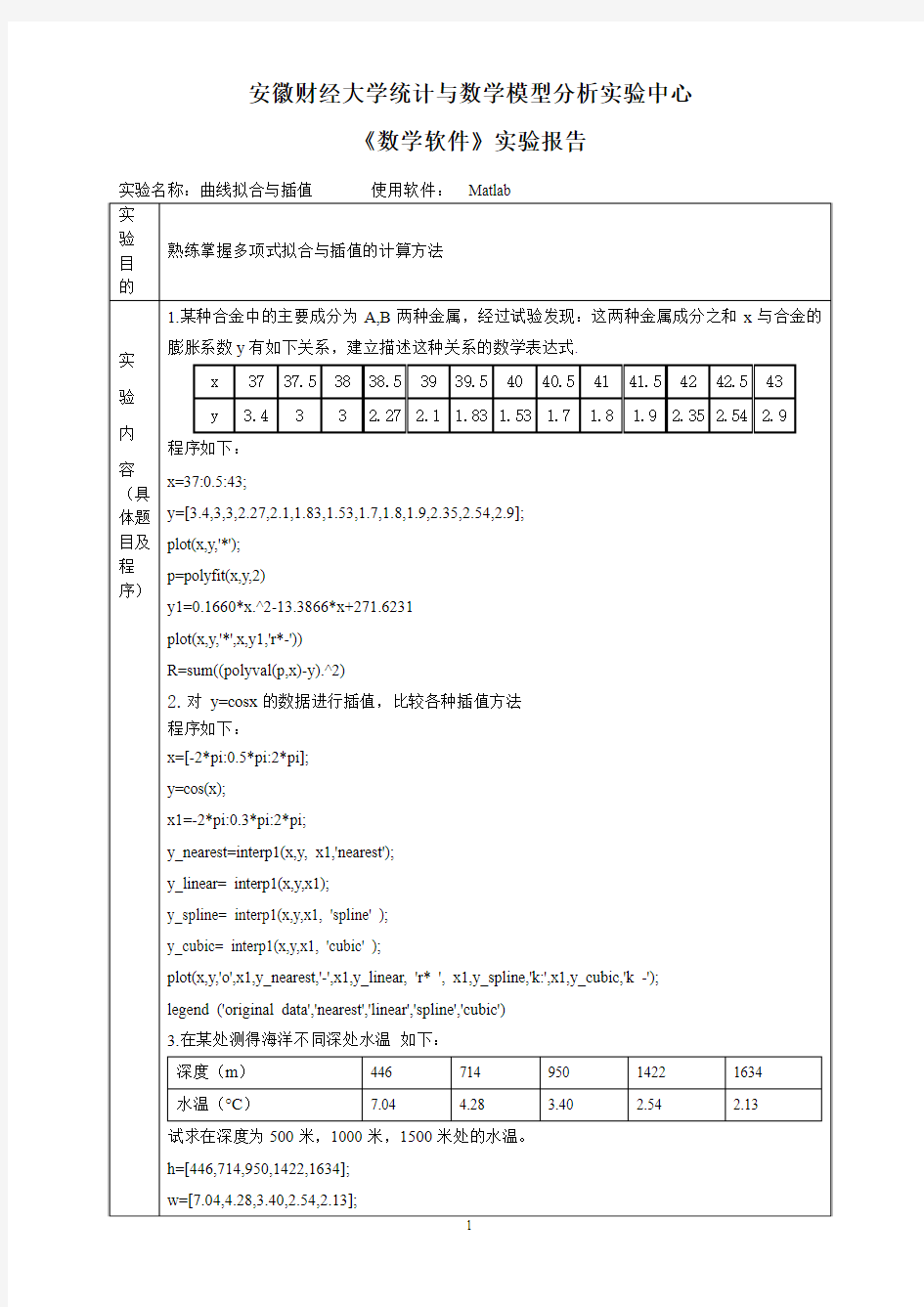 多项式拟合与插值的计算方法