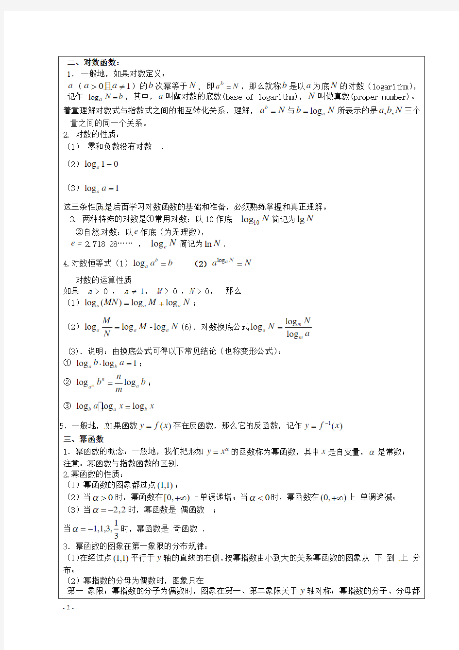 北京龙文环球教育科技有限公司扬州分公司八年级数学上册《指数、对数、幂函数》教学案 北师大版