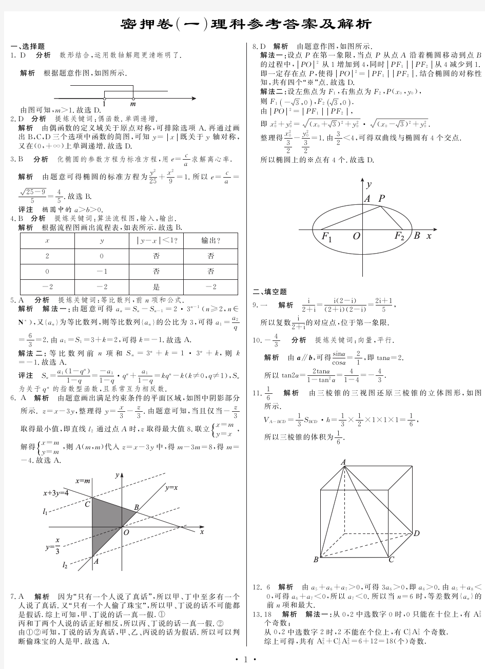 2015年组合教育密押三套卷(一)理答案