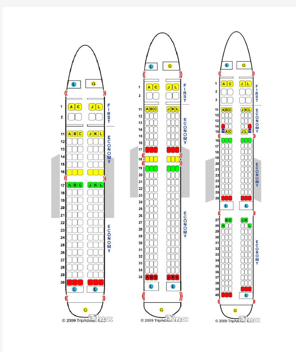 很实用的飞机型号和座位表