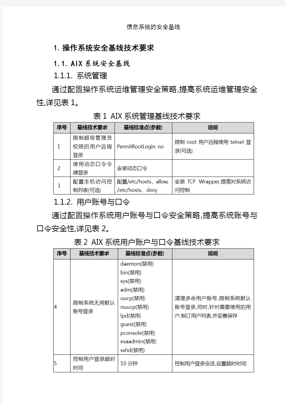 信息系统的安全基线