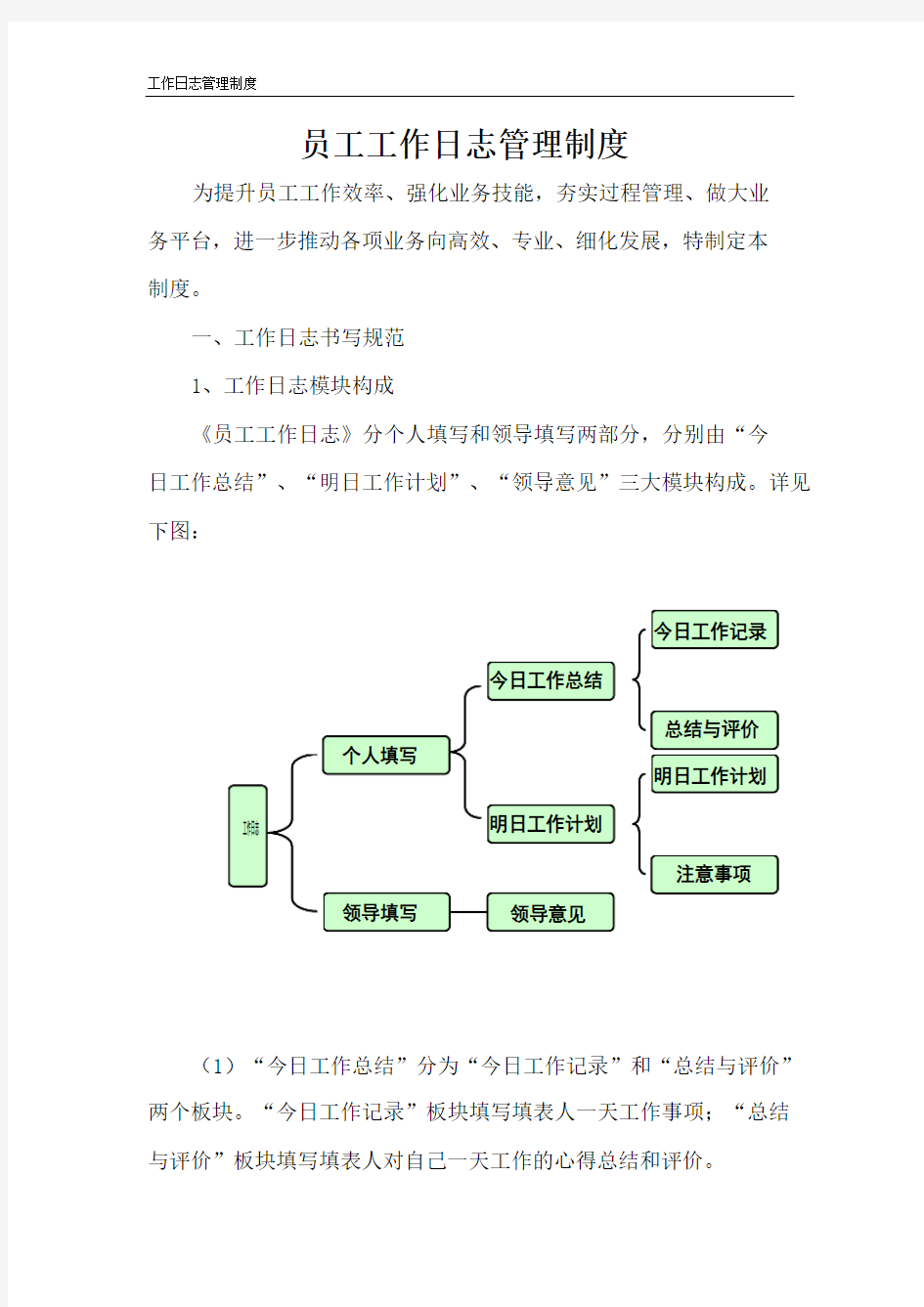 员工工作日志管理制度