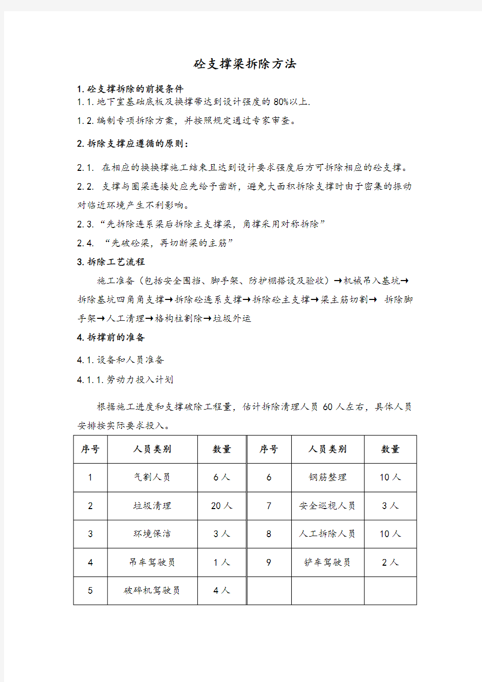 砼支撑拆除方案